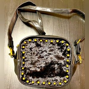 Madden Girl Crossbody Shoulder Bag with Studs and Velvet Purse Leather